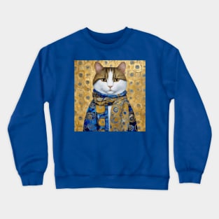 Klimt Tabby Cat with Warm Scarf Crewneck Sweatshirt